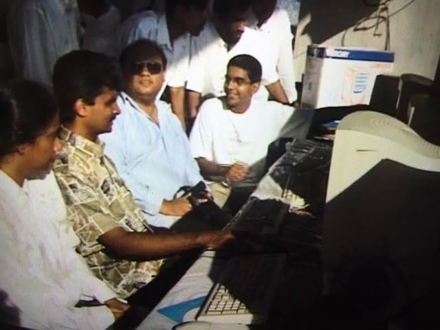 Harsha Wijayawardhana, Dihan Morwaka and Janantha Marasinghe during the pioneering Sri Maha Bodhi Internet stream